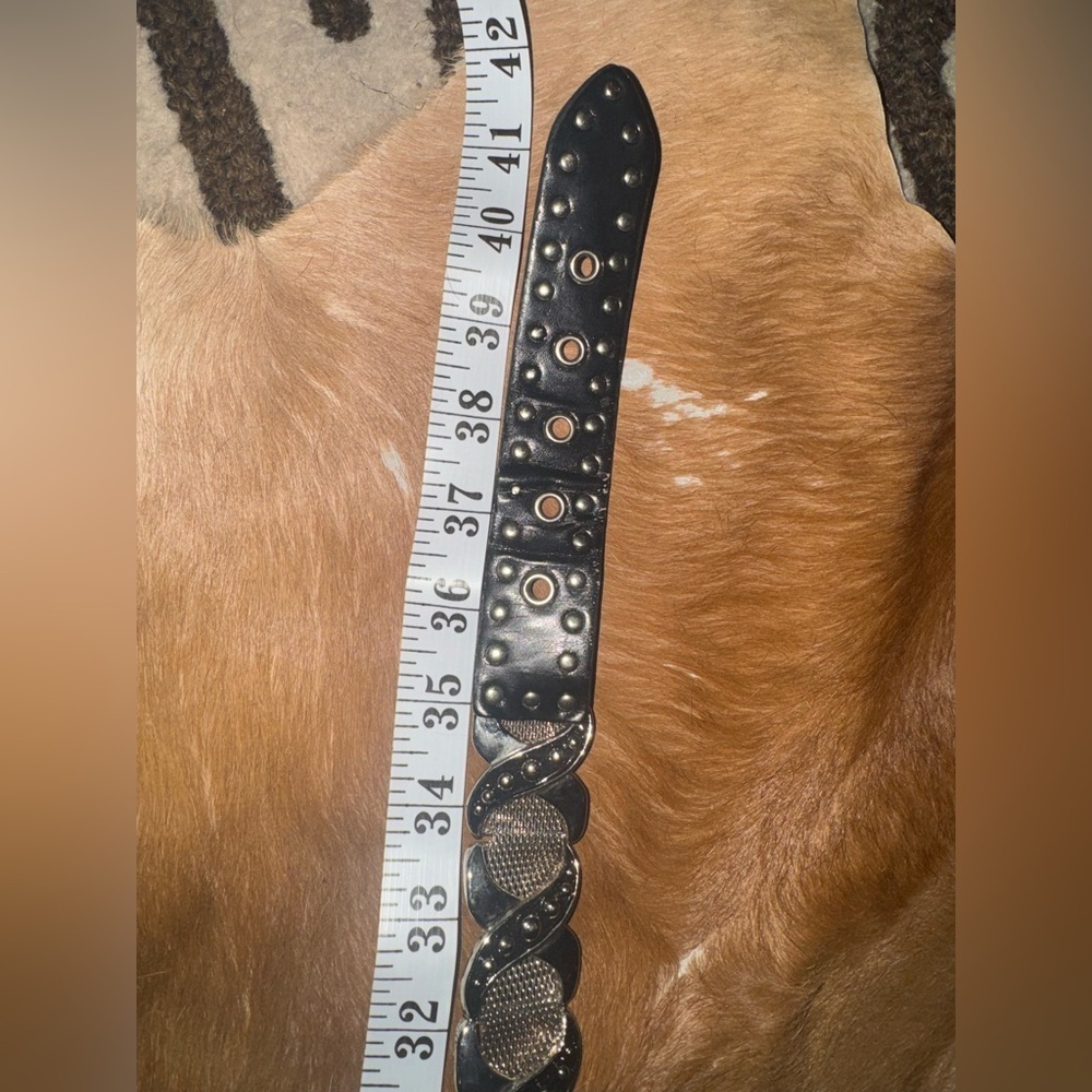 Genuine leather and heavy silver Steampunk VINTAGE metal Belt. Rare and Iconic - Picture 10 of 10